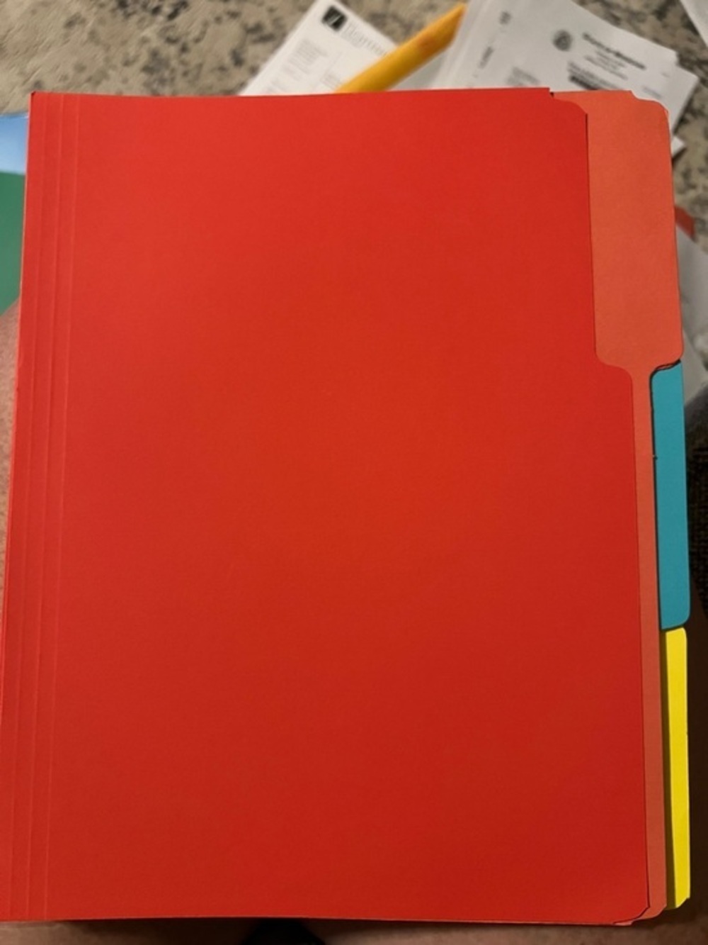 12 colored paper file folders. New without package. Smoke-free home.